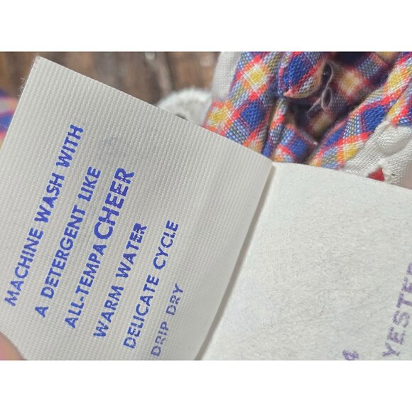 Vintage 70s Polly Flinders Hand Smocked Plaid Dress size 4 - Picture 7 of 12